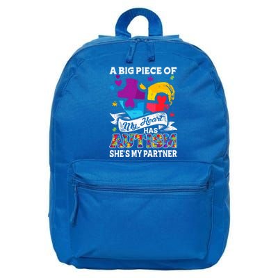 A Piece Of My Heart Has Autism My Partner Great Gift 16 in Basic Backpack