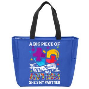 A Piece Of My Heart Has Autism My Partner Great Gift Zip Tote Bag