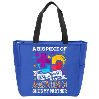 A Piece Of My Heart Has Autism My Partner Great Gift Zip Tote Bag