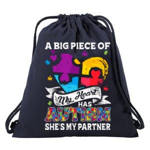 A Piece Of My Heart Has Autism My Partner Great Gift Drawstring Bag