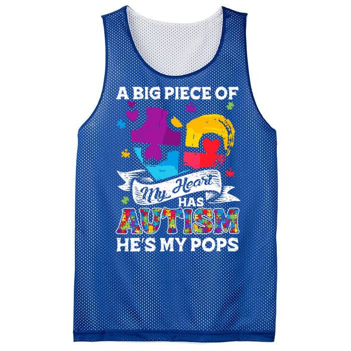 A Piece Of My Heart Has Autism My Pops Gift Mesh Reversible Basketball Jersey Tank