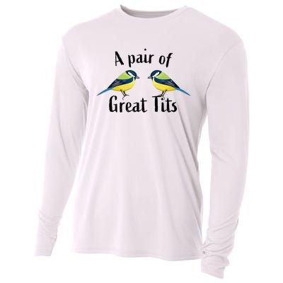 A Pair Of Great Tits Funny Bird Gift Cooling Performance Long Sleeve Crew