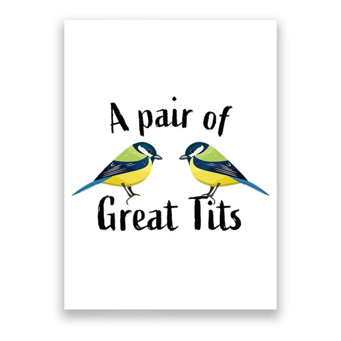 A Pair Of Great Tits Funny Bird Gift Poster