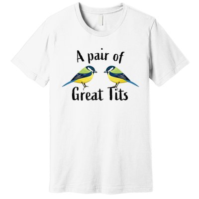 A Pair Of Great Tits Funny Bird Gift Premium T-Shirt