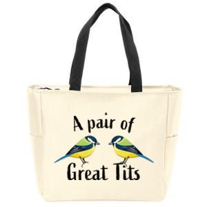 A Pair Of Great Tits Funny Bird Gift Zip Tote Bag