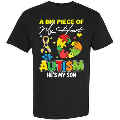 A Piece Of My Heart Has Autism My Son Gift Garment-Dyed Heavyweight T-Shirt