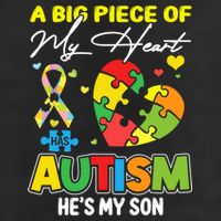 A Piece Of My Heart Has Autism My Son Gift 7 Panel Mesh Trucker Snapback Hat