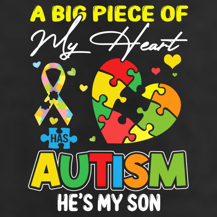 A Piece Of My Heart Has Autism My Son Gift 7 Panel Mesh Trucker Snapback Hat
