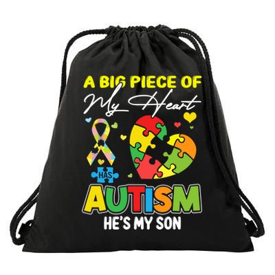 A Piece Of My Heart Has Autism My Son Gift Drawstring Bag