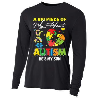 A Piece Of My Heart Has Autism My Son Gift Cooling Performance Long Sleeve Crew