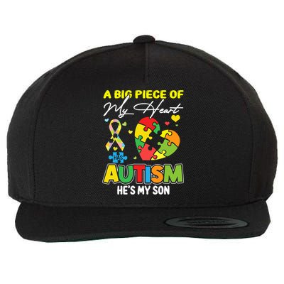 A Piece Of My Heart Has Autism My Son Gift Wool Snapback Cap