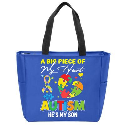A Piece Of My Heart Has Autism My Son Gift Zip Tote Bag