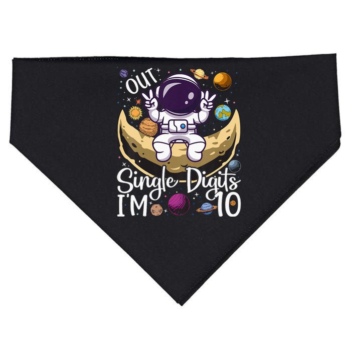 Astronaut Peace Out Single Digits I'm 10 Years Old Birthday USA-Made Doggie Bandana