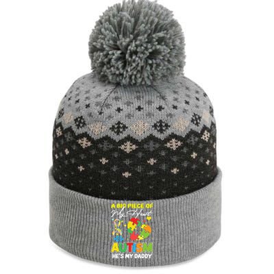 A Piece Of My Heart Has Autism My Daddy Gift The Baniff Cuffed Pom Beanie