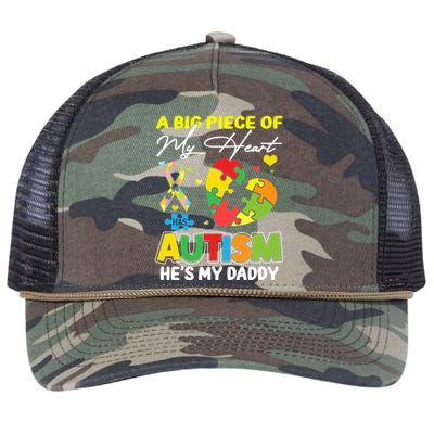 A Piece Of My Heart Has Autism My Daddy Gift Retro Rope Trucker Hat Cap