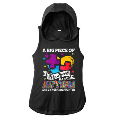 A Piece Of My Heart Has Autism My Granddaughter Great Gift Ladies PosiCharge Tri-Blend Wicking Draft Hoodie Tank