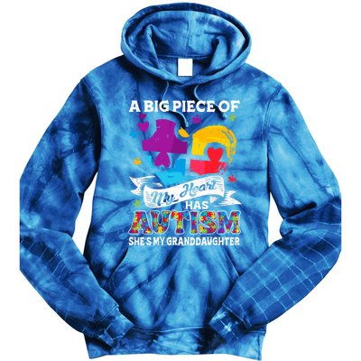 A Piece Of My Heart Has Autism My Granddaughter Great Gift Tie Dye Hoodie