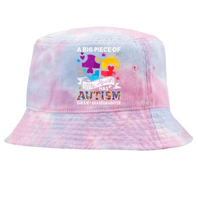 A Piece Of My Heart Has Autism My Granddaughter Great Gift Tie-Dyed Bucket Hat