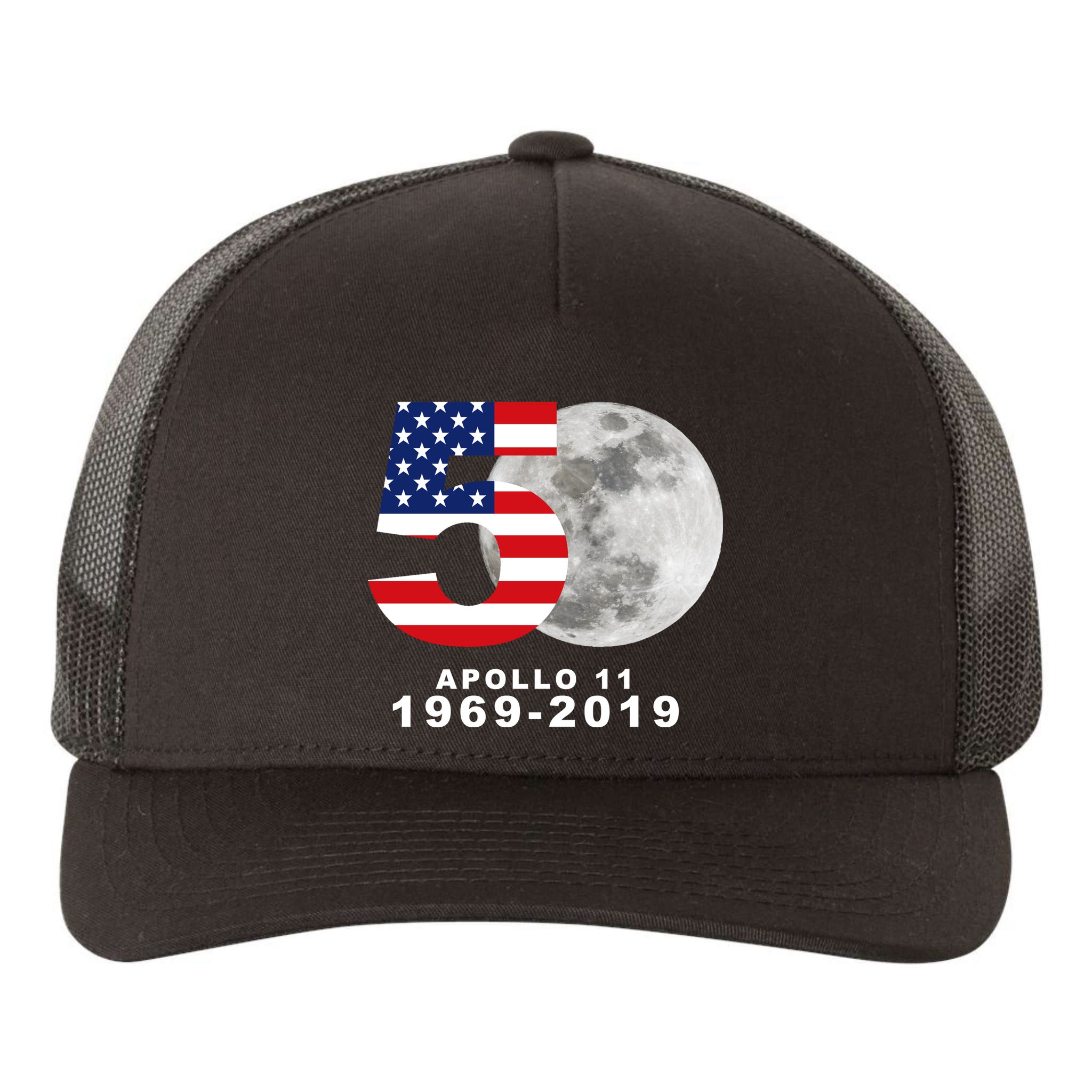 Apollo 11 50th Anniversary American Moon Landing Yupoong Adult 5-Panel Trucker Hat