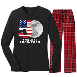 Apollo 11 50th Anniversary American Moon Landing Women's Long Sleeve Flannel Pajama Set 