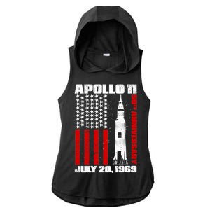 Apollo 11 50th Anniversary Flag Ladies PosiCharge Tri-Blend Wicking Draft Hoodie Tank