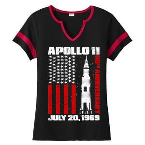 Apollo 11 50th Anniversary Flag Ladies Halftime Notch Neck Tee