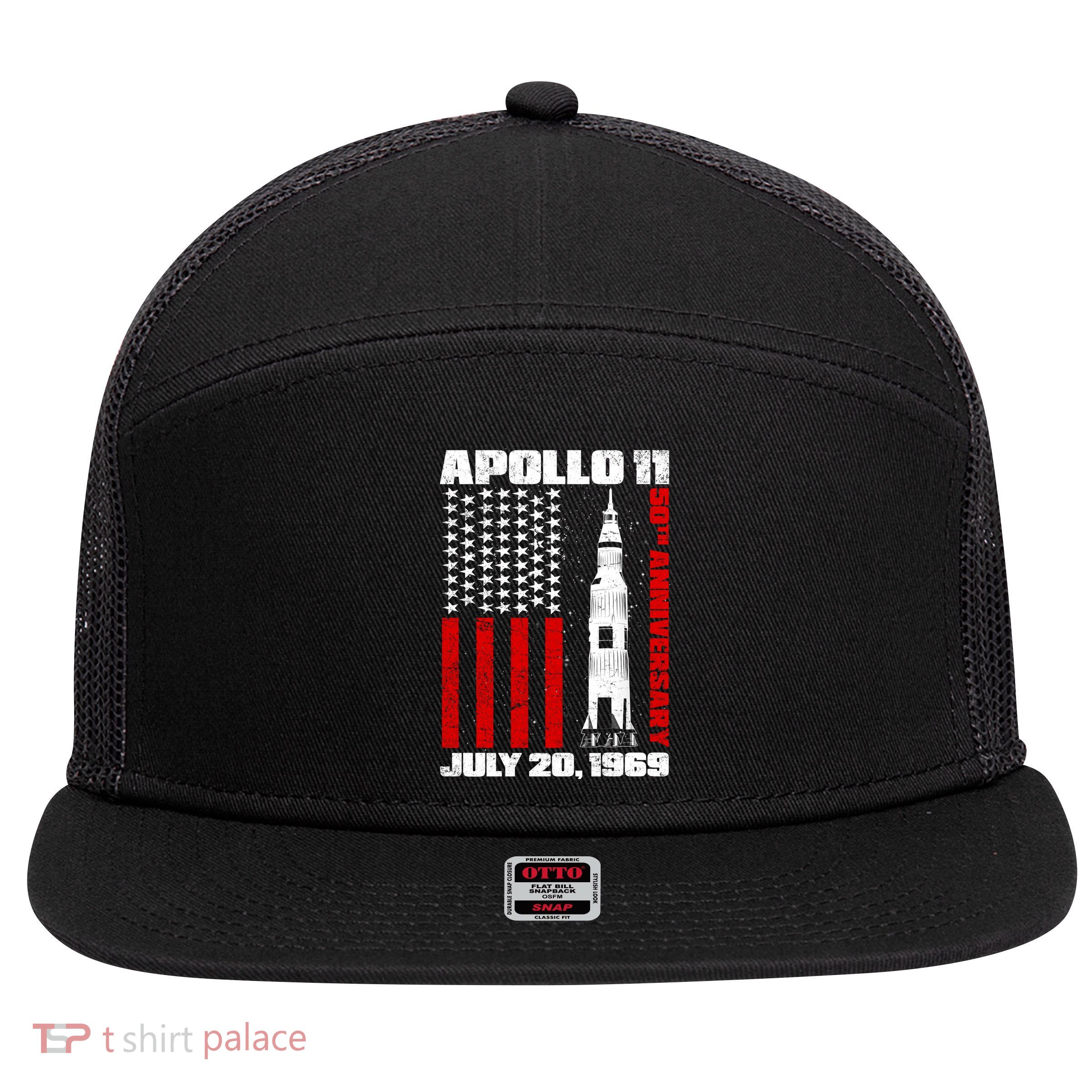 Apollo 11 50th Anniversary Flag 7 Panel Mesh Trucker Snapback Hat