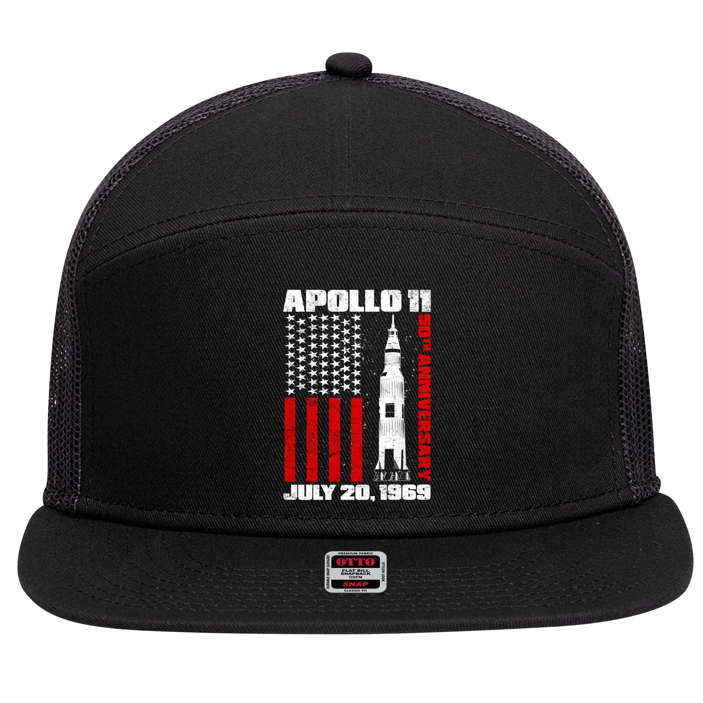 Apollo 11 50th Anniversary Flag 7 Panel Mesh Trucker Snapback Hat
