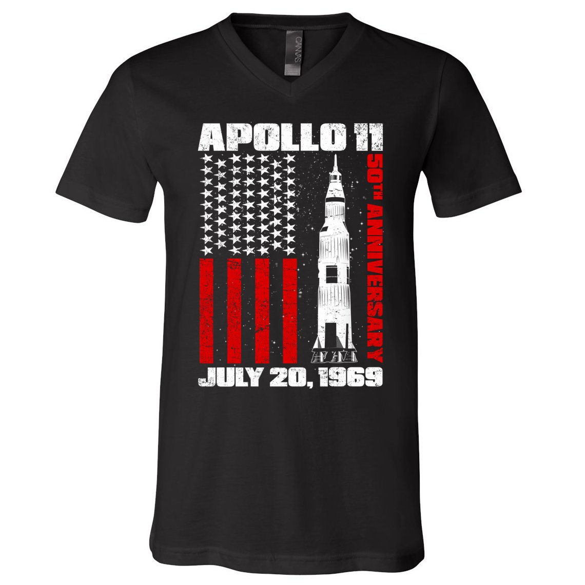 Apollo 11 50th Anniversary Flag V-Neck T-Shirt