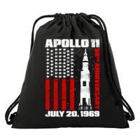 Apollo 11 50th Anniversary Flag Drawstring Bag