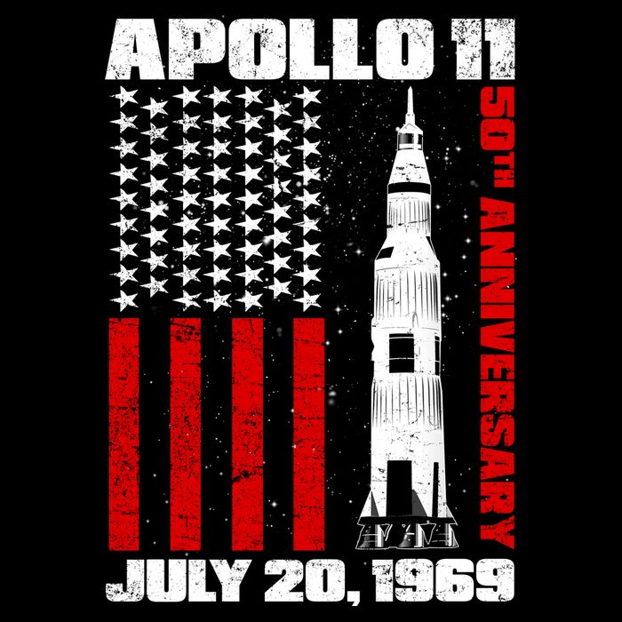 Apollo 11 50th Anniversary Flag Drawstring Bag