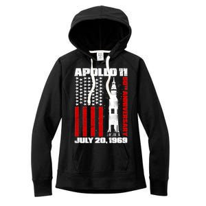 Apollo 11 50th Anniversary Flag Women's Fleece Hoodie