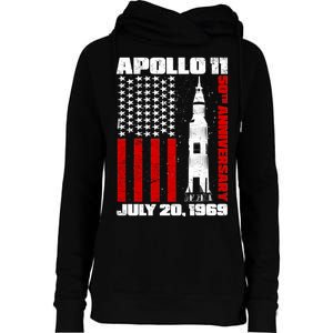 Apollo 11 50th Anniversary Flag Womens Funnel Neck Pullover Hood