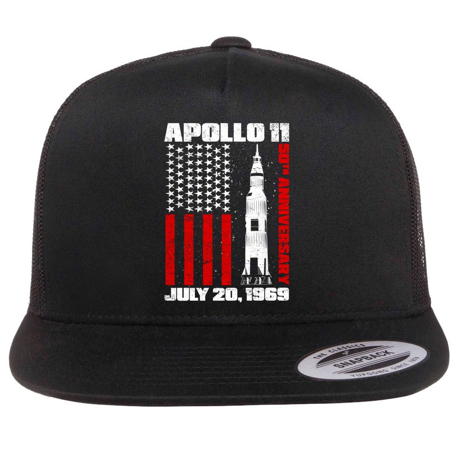 Apollo 11 50th Anniversary Flag Flat Bill Trucker Hat