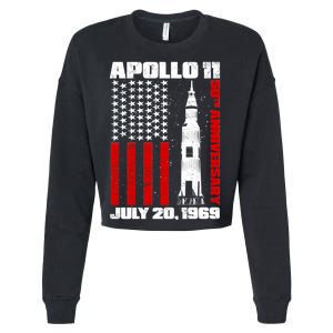 Apollo 11 50th Anniversary Flag Cropped Pullover Crew