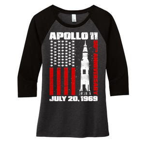 Apollo 11 50th Anniversary Flag Women's Tri-Blend 3/4-Sleeve Raglan Shirt