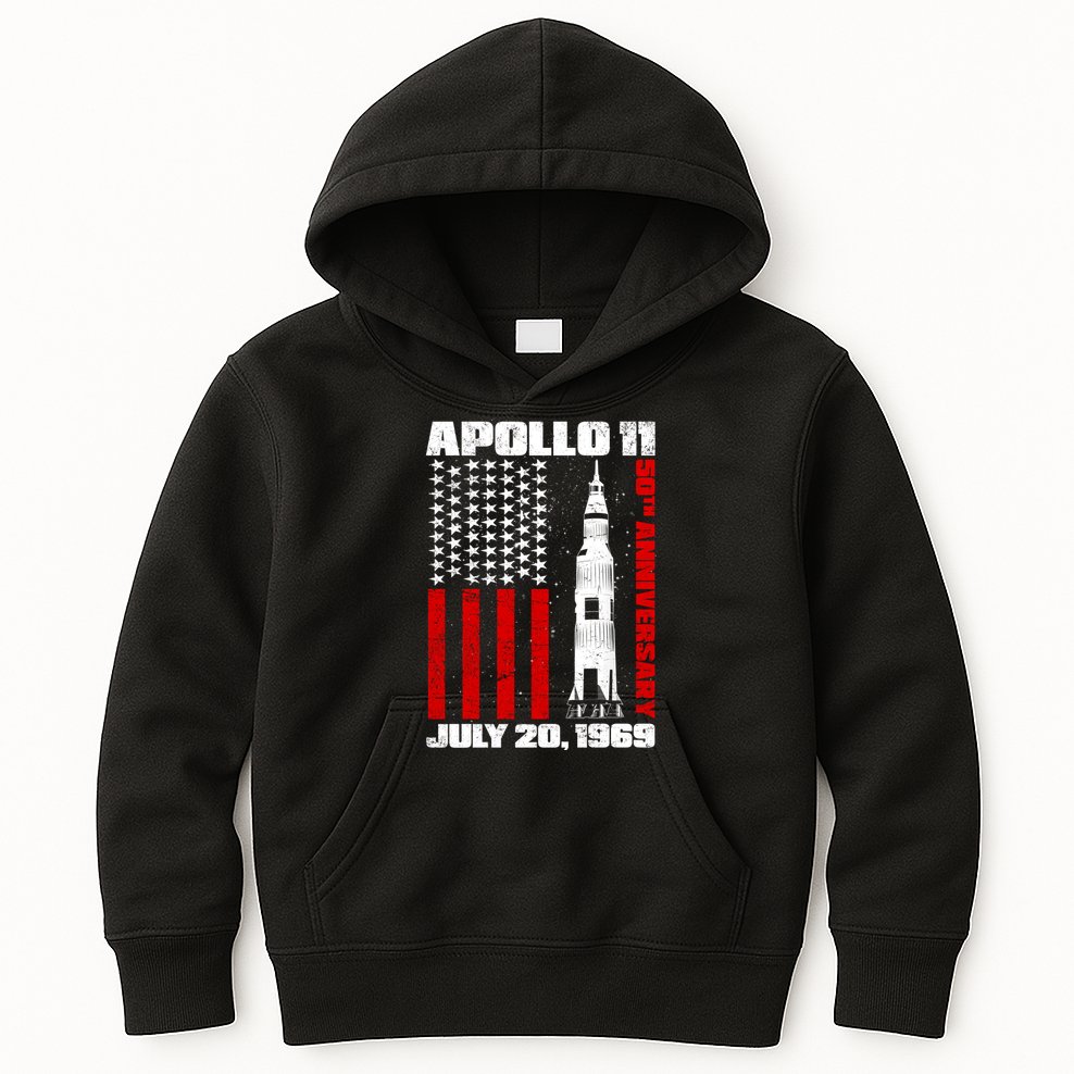 Apollo 11 50th Anniversary Flag Kids Hoodie