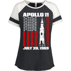 Apollo 11 50th Anniversary Flag Enza Ladies Jersey Colorblock Tee