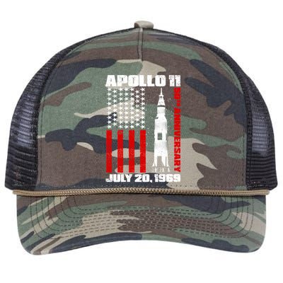 Apollo 11 50th Anniversary Flag Retro Rope Trucker Hat Cap