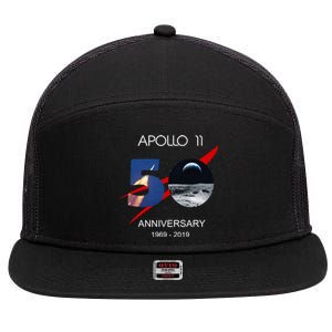 Apollo 11 50th Anniversary Moon Landing July 20 1969 7 Panel Mesh Trucker Snapback Hat