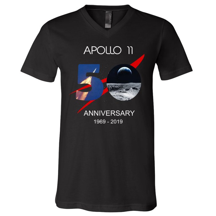 Apollo 11 50th Anniversary Moon Landing July 20 1969 V-Neck T-Shirt