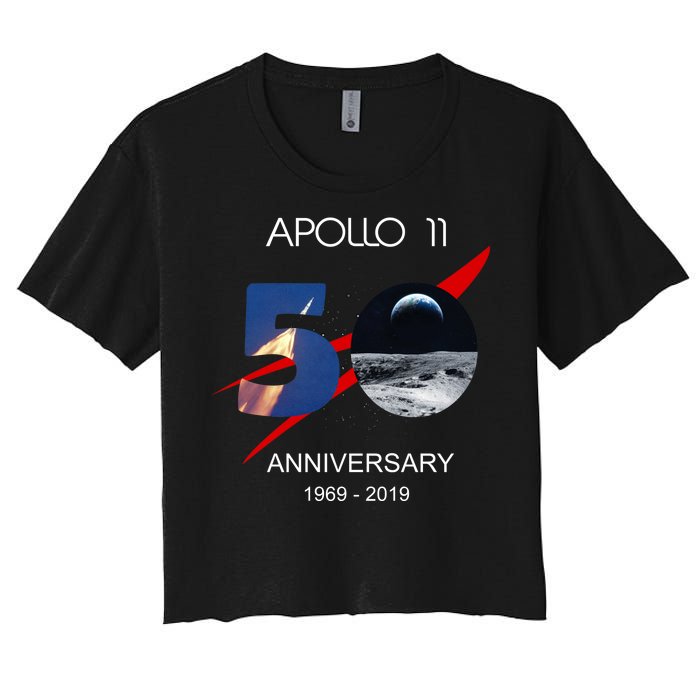 Apollo 11 50th Anniversary Moon Landing July 20 1969 Women's Crop Top Tee