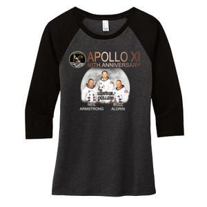 APOLLO 11 Astronauts 50th Anniversary  Women's Tri-Blend 3/4-Sleeve Raglan Shirt