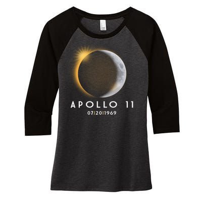 Apollo 11 Eclipse 50th Anniversary  Women's Tri-Blend 3/4-Sleeve Raglan Shirt