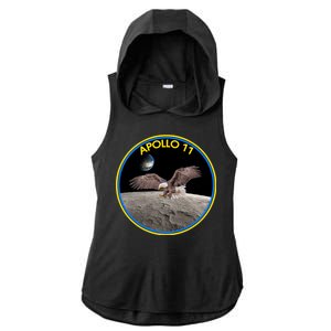 Apollo 11 Emblem Moon Landing Bald Eagle Ladies PosiCharge Tri-Blend Wicking Draft Hoodie Tank