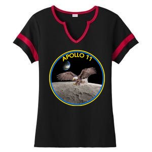 Apollo 11 Emblem Moon Landing Bald Eagle Ladies Halftime Notch Neck Tee