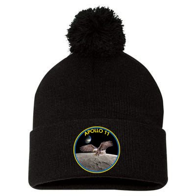 Apollo 11 Emblem Moon Landing Bald Eagle Pom Pom 12in Knit Beanie