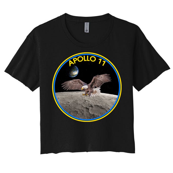 Apollo 11 Emblem Moon Landing Bald Eagle Women's Crop Top Tee