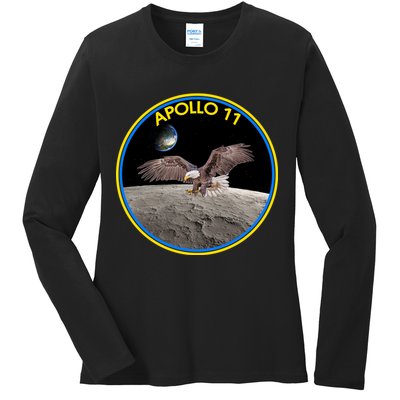 Apollo 11 Emblem Moon Landing Bald Eagle Ladies Long Sleeve Shirt