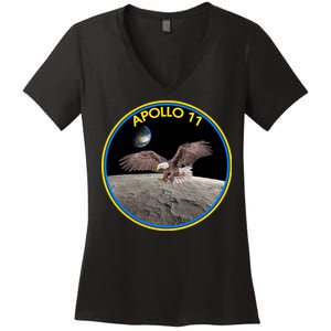 Apollo 11 Emblem Moon Landing Bald Eagle Women's V-Neck T-Shirt